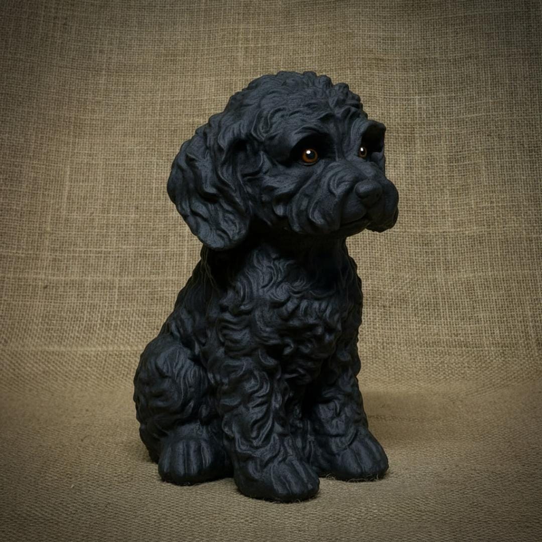Poodle Puppy Statue Concrete Dog Sculpture Stone Look Cockapoo Garden ...