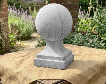 Concrete Ball Pedestal Sculpture Finial Stone Garden Ornament Cement Decorative Sphere Outdoor Decor Architectural Lawn Accent Yard Ornament