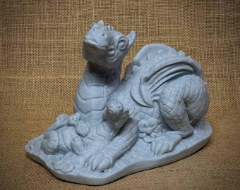Dragon Family Garden Sculpture Mythical Creature Sculpture Mother And Baby Wyvern Statue Fantasy Animal Figurine Classic Myth Decor