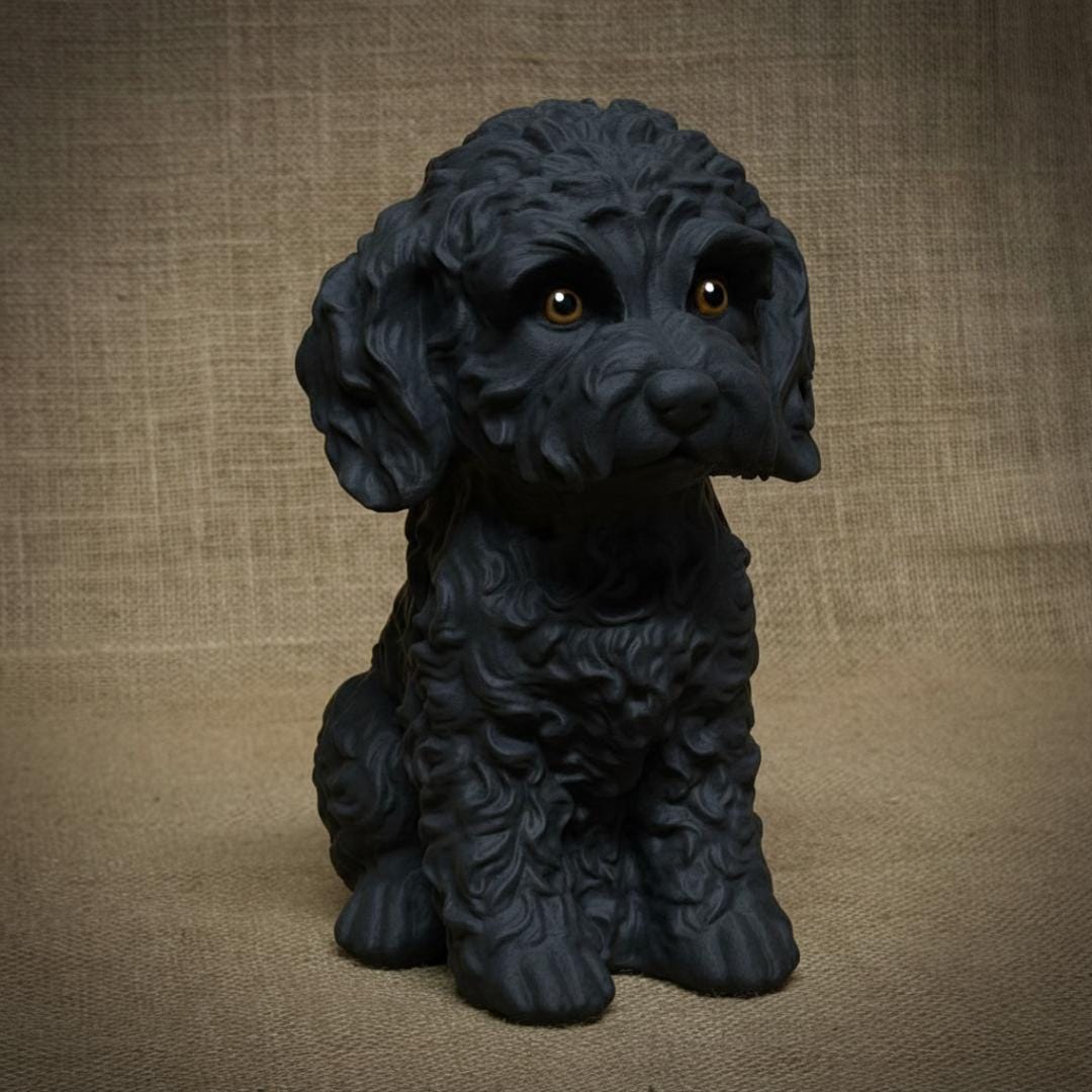 Poodle Puppy Statue Concrete Dog Sculpture Stone Look Cockapoo Garden ...