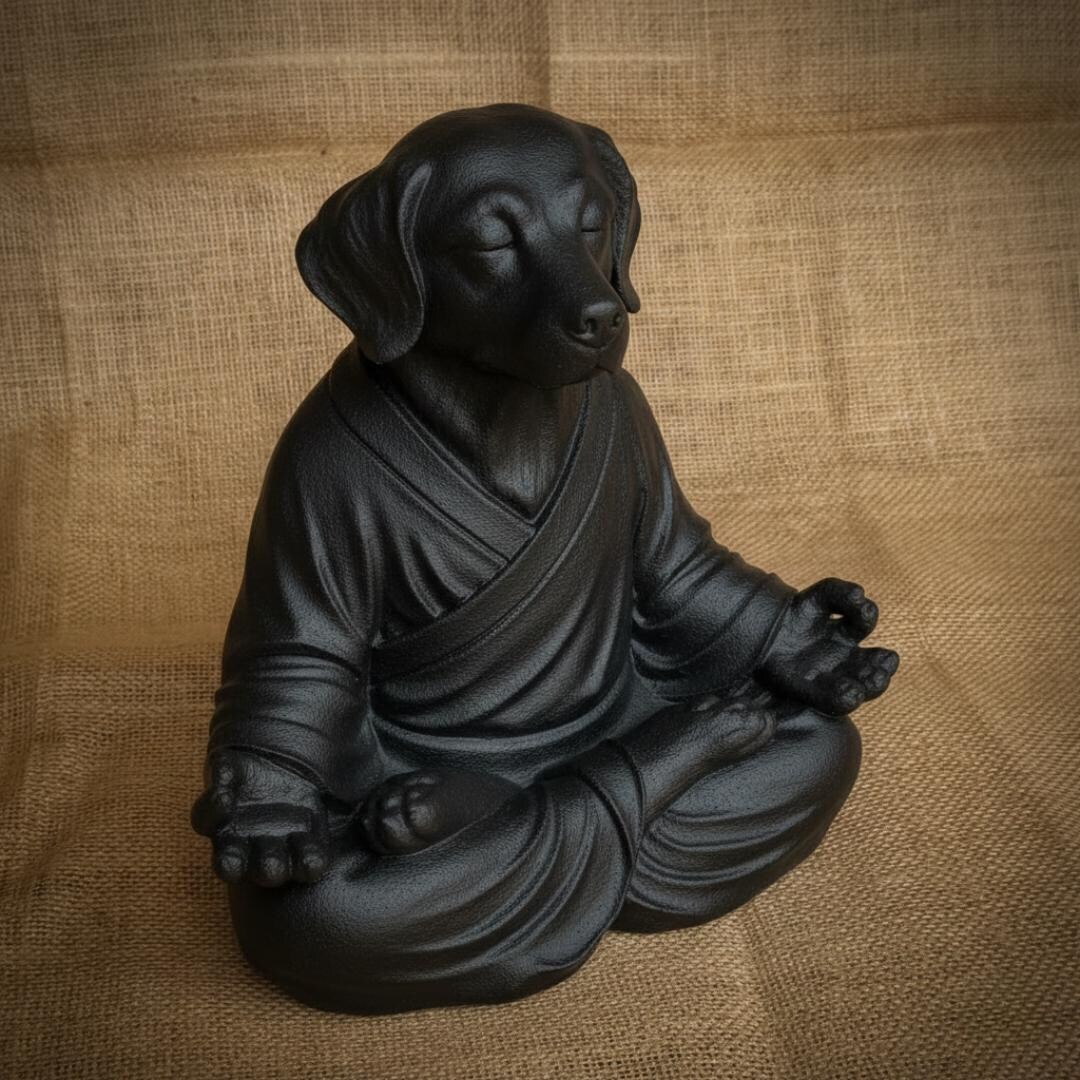 Zen Labrador Meditating Labrador Black Concrete Sculpture Zen Retriever Statue Stone ...