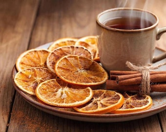 Dried Orange Slices for Cocktails, Dehydrated Orange with Cinnamon, Citrus Garnish, Tea, Christmas Decor