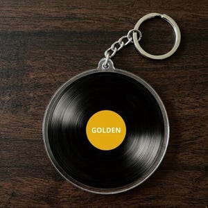 Custom Vinyl Record Keychain, Personalized Acrylic Music Charm, Retro Photo Gift