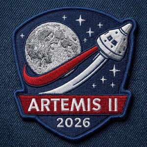Embroidered Space Moon Exploration Shield Patch