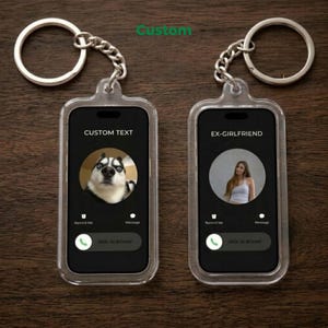 Custom Photo Phone Call Keychain, Personalized iPhone Screen Keyring, Funny Couple Gift, Custom Text Bag Charm, Memory Picture Gift