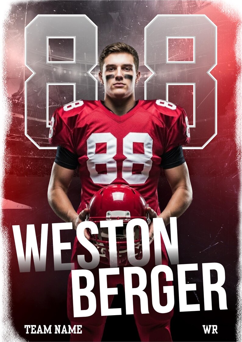 Editable Canva Football Poster Template, Custom Player Graphic ...