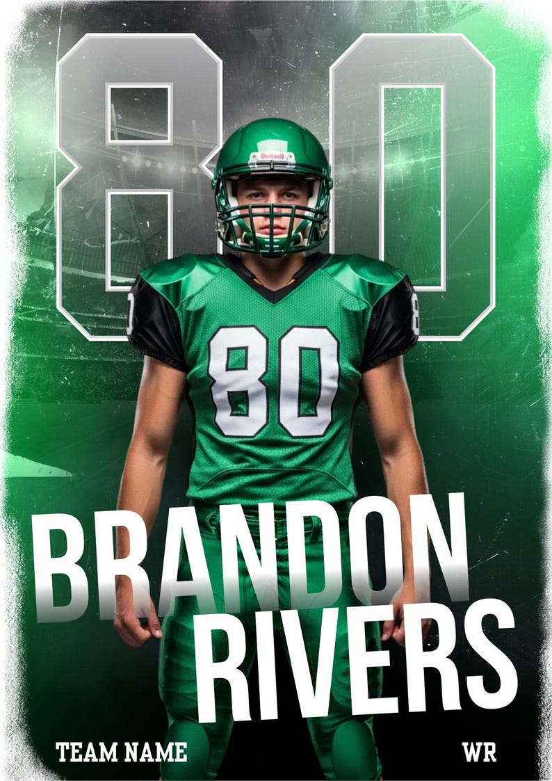 Editable Canva Football Poster Template, Custom Player Graphic ...
