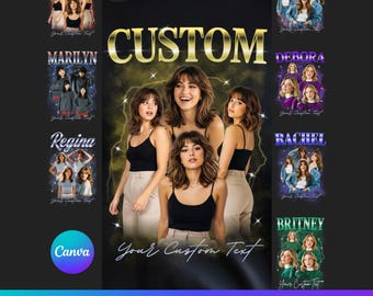 Editable Canva Bootleg T-Shirt Template Bundle, Custom Rap Tee