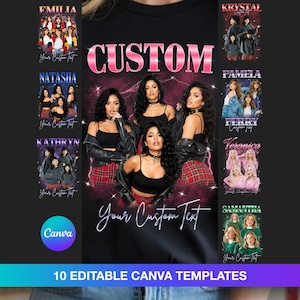 Bundel met bewerkbare canva bootleg-T-shirtsjabloon, aangepast rap-T-shirt (digitale download)