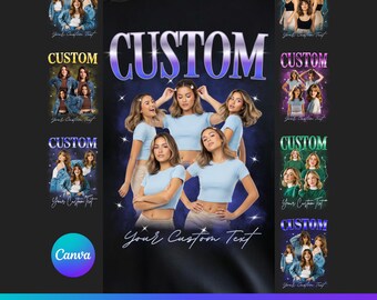 Editable Canva Template Bundle Bootleg T-Shirt, Canva Bootleg T Shirt Template, Custom Bootleg Rap Tee Template