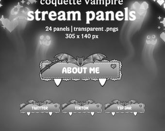 Gray Coquette Vampire Panels | Twitch | Stream Panels