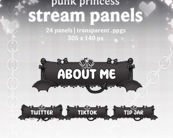 Punk Princess Panels | Twitch | Stream Panels | Aesthetic | Streamer | Youtube | Dark | Elegant | Minimal | Cute | Gothic