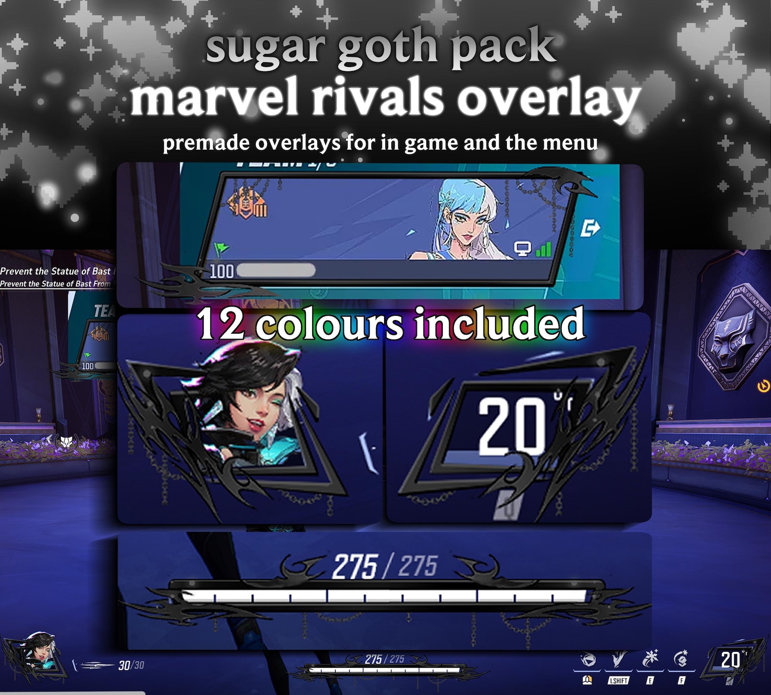 Sugar Goth Pack Marvel Rivals HUD Overlay | In-game and Menu Overlay ...