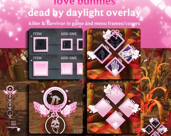 Pink Love Bunnies Pack HUD Dead by Daylight-overlay | HUDSIGHT | Extra's en menucovers | Game-overlay DBD-decor