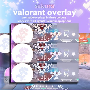 Sakura Pack HUD Superposición para Valorant / Superposición en el juego / Vista de la interfaz / Cubiertas para el minimapa