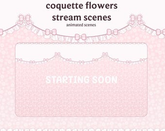 Coquette Flowers Stream Scenes Pack | Vaporwave Starting Soon Scene Animations Stream | Animated Twitch Screens