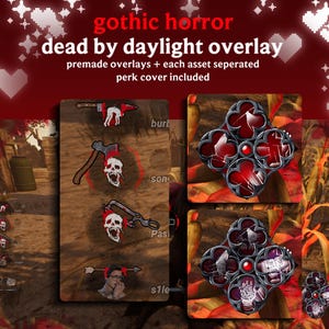 Superposición de Dead by Daylight para el HUD de terror gótico / Luces de cadena con globo ocular móvil adicional para serpentinas / HUDSIGHT / Cubiertas de ventajas