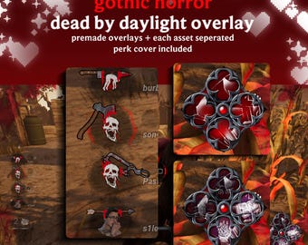 Gothic Horror HUD Dead by Daylight Overlay | Bonus Moving Eyeball string lights for streamers  | HUDSIGHT | Perk Covers