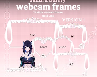 Sakura Bunny Webcam Frame Overlay | Pastel Pink Bows Coquette Angel