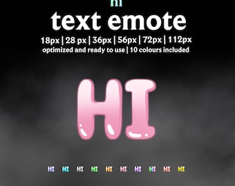Hi – Text Emote for Twitch, Discord | 10 Colors (Digital Download)