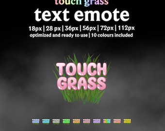 Touch Grass Text Emote - Funny Twitch or Discord Emote | 10 Colors (Digital Download)