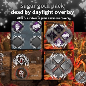 White Sugar Goth Pack HUD Dead by Daylight Overlay | HUDSIGHT | Förmånsomslag | Menyomslag
