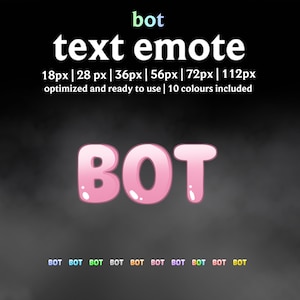 Bot Text Emote - Funny Twitch or Discord Emote | 10 Colors (Digital Download)