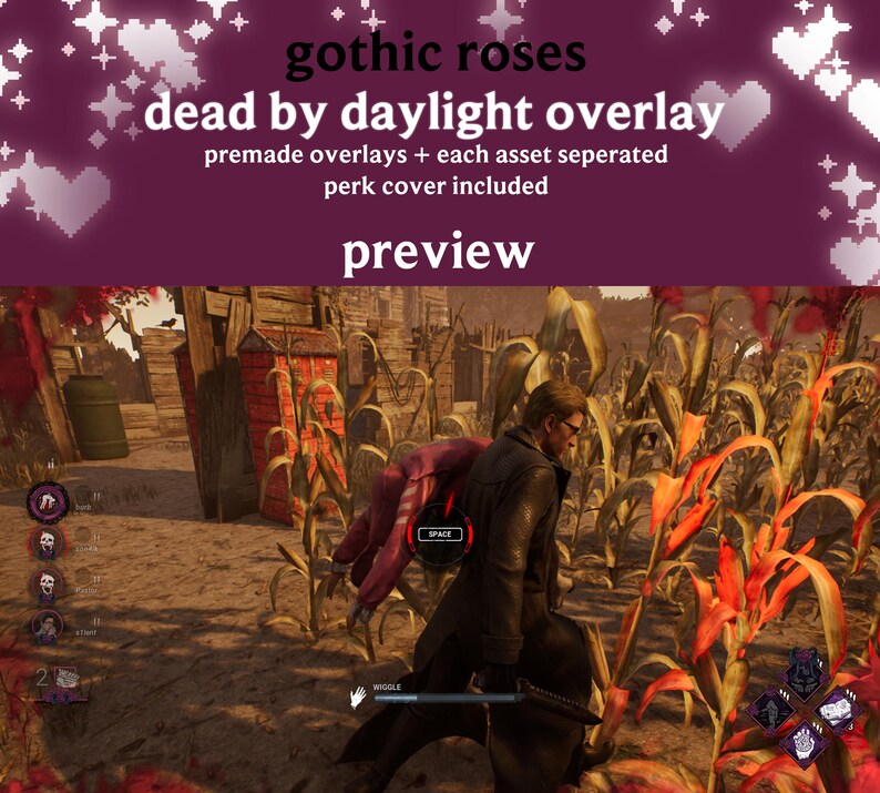 Gothic Roses HUD Dead by Daylight Overlay | HUDSIGHT | Perk Covers ...