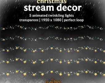 Christmas Stars Animated String Lights | Light Chain | Twitch Decoration | Stream Asset | OBS | Streamlabs