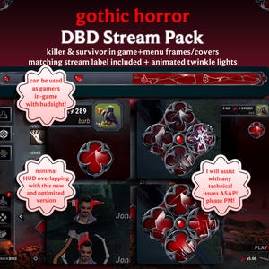 20+ items Gothic Horror HUD Dead by Daylight-pakket | Bonus Moving Eyeball-lichtslinger voor streamers | HUDSIGHT | Extra's