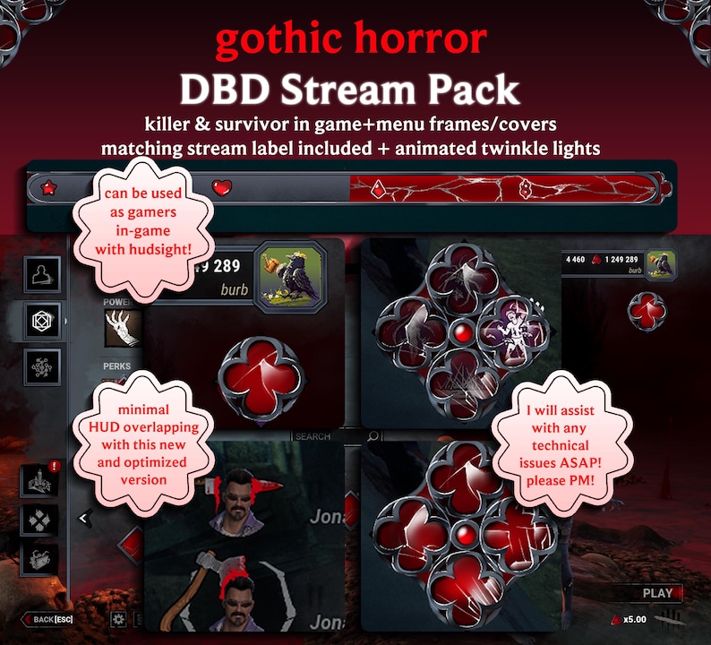 Dbd Frame 20+ Assets Gothic Horror HUD Dead by Daylight Package | Bonus Moving ...