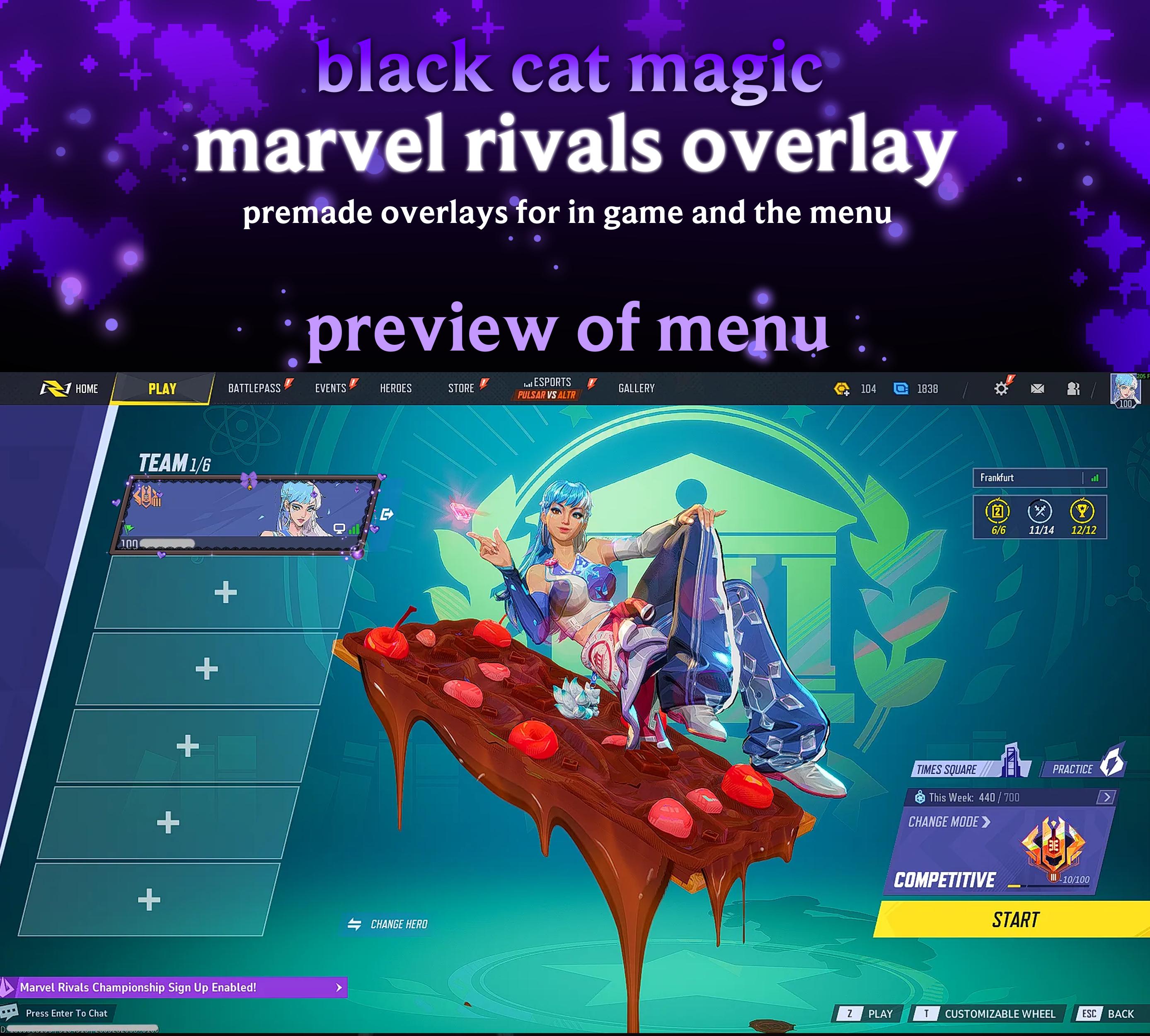 Marvel Rivals Hud Layout Black Cat Magic Animated HUD Marvel Rivals Overlay | In-game and Menu ...