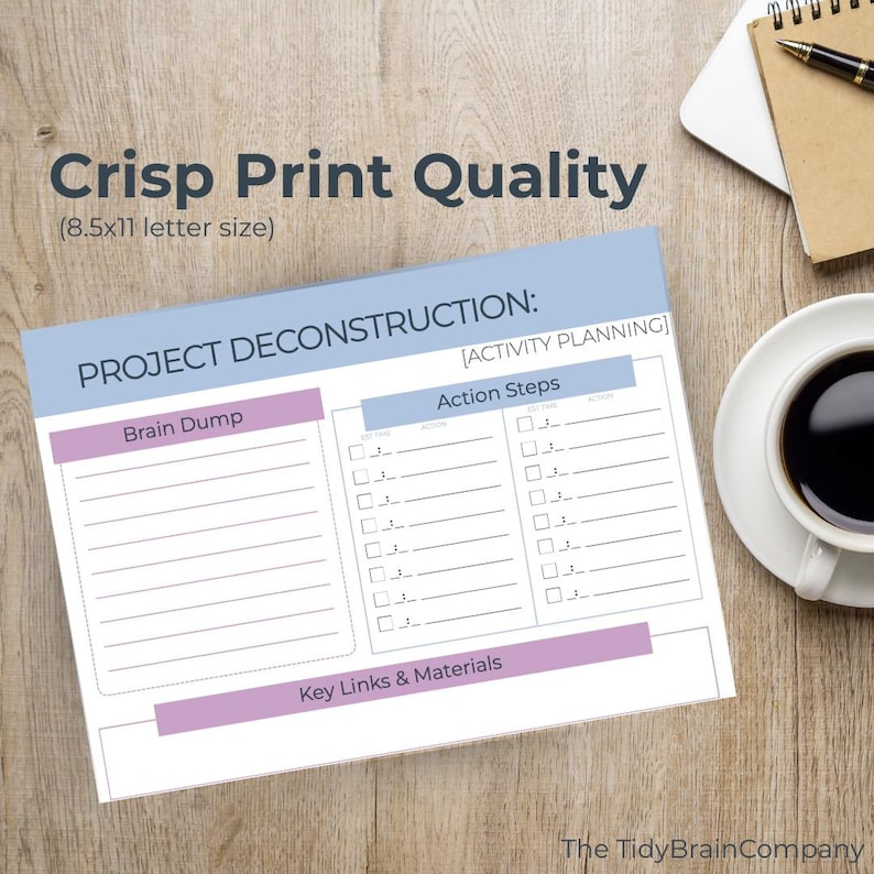 Project Deconstruction Template| ADHD Friendly Project Planner| Task ...