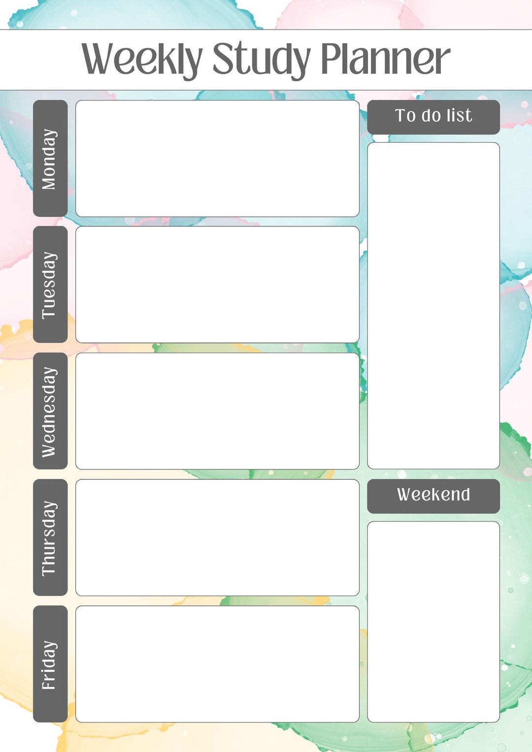 Pastel Weekly Study Planner | Student Assignment Organizer (digital ...