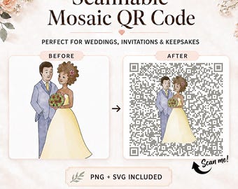 Mosaic QR Code for Weddings | Artistic Scannable Link Art (Digital Download)