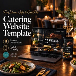 Corporate Catering Website Template Canva, Office & Business Lunch Landing Page, One Page Site, Menu, Editable No Code