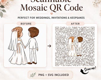 Mosaic QR Code for Weddings | Artistic Scannable Link Art (Digital Download)