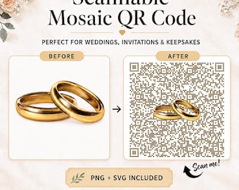 Mosaic QR Code for Weddings, Invitations | Scannable Link Art (Digital Download)