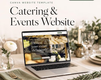 Canva Catering Website Template, Wedding Event Landing Page, Menu (Digital Download)