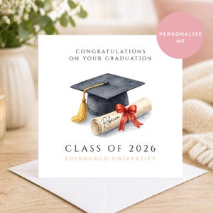 Personalised Graduation Card 2026, University Graduation Card, Congratulations Graduate Card, Class of 2026 Card, College Graduation Card