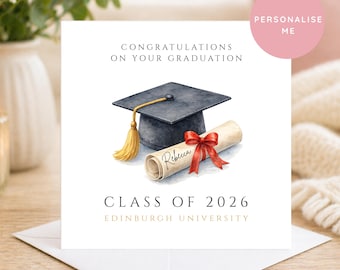 Personalised Graduation Card 2026, University Graduation Card, Congratulations Graduate Card, Class of 2026 Card, College Graduation Card
