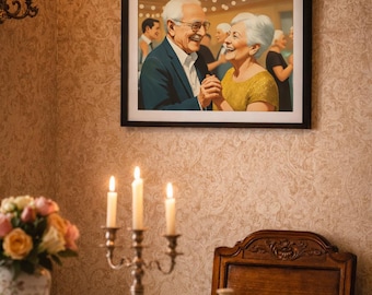 Spersonalizowany plakat vintage z portretem ze zdjęcia, spersonalizowana grafika w stylu retro, prezent ślubny lub rocznicowy