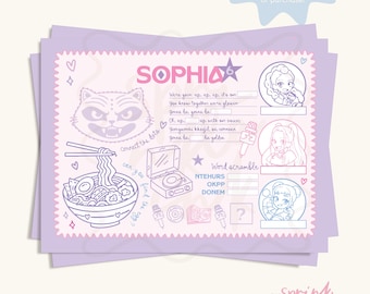 K-Pop Inspired Party Placemat | Korean Pop Birthday Coloring Activity (Digital Download)