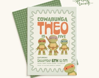 Ninja Turtles Birthday Invitation | Cowabunga Pizza Party (Digital Invite 5x7" )