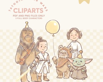 Tatooine Star Wars Birthday Clipart Set - Instant Download • PDF, PNG Files