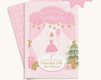 Nutcracker Ballerina Birthday Invitation – Pink Ballet Party Printable Invite | Edit and Download with Corjl