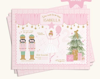 Nutcracker Ballerina Holiday Activity Placemats | Edit and Download with Corjl