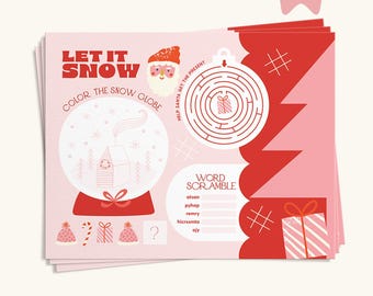 Let It Snow – Christmas Kids Activity Placemat (Instant Download)