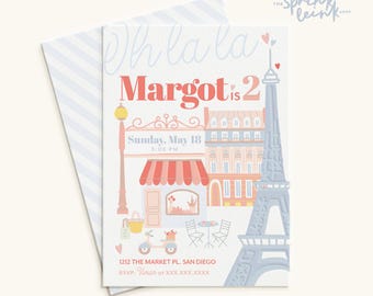 Parisian Birthday Invitation | Oh La La, Eiffel Tower (Digital Invite