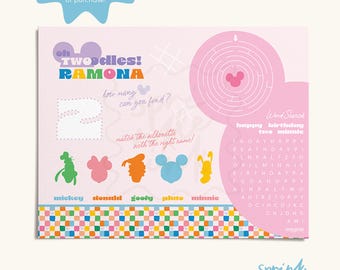 Bright & Fun Mouse Club | Twodles Activity Placemat | Digital Files Only